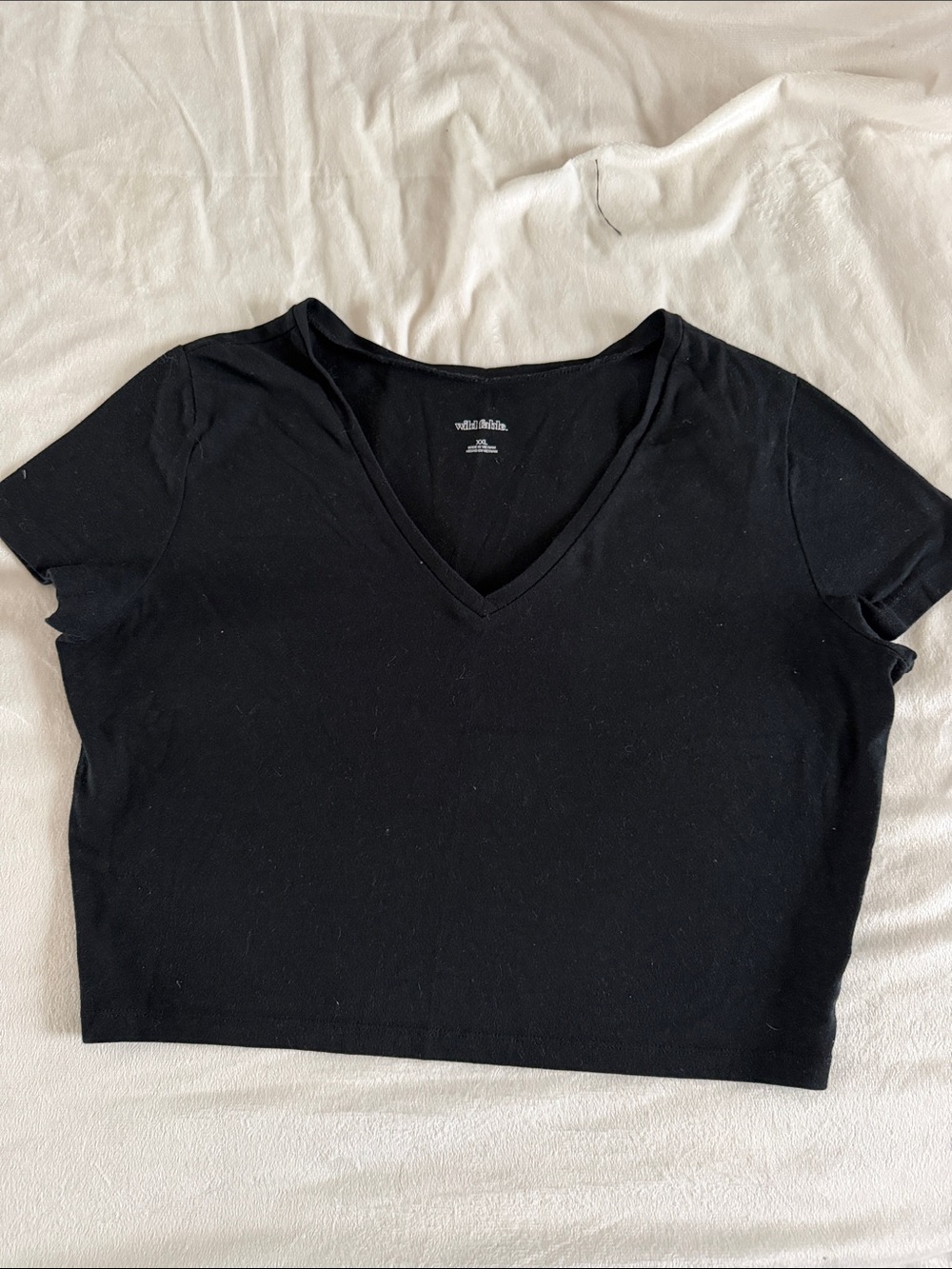 wild fable Black V-Neck Crop Tee